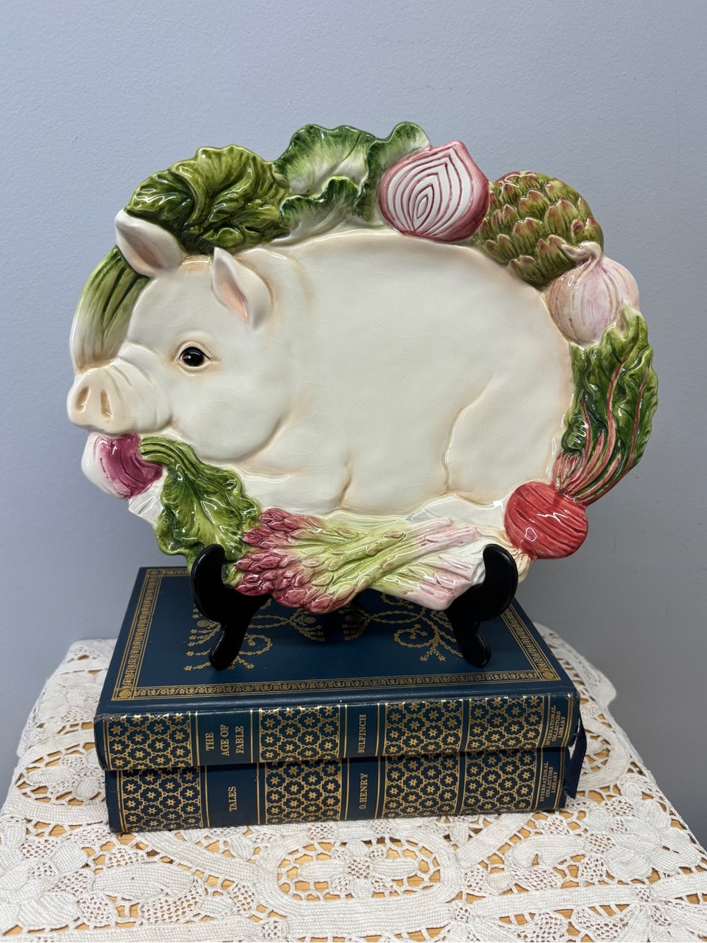 Fitz & Floyd French Market Pig Oval Canape Wall Plate Serving Dish